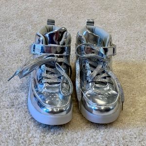 Voovix Silver Mirror Hight Top Light Up Shoe (unisex) w/USB Charger